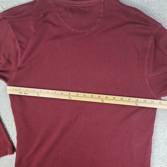 Chaps Ralph Lauren T-Shirt Men's Large Red Burgundy V Neck Long Sleeve Pullover - Picture 7 of 10